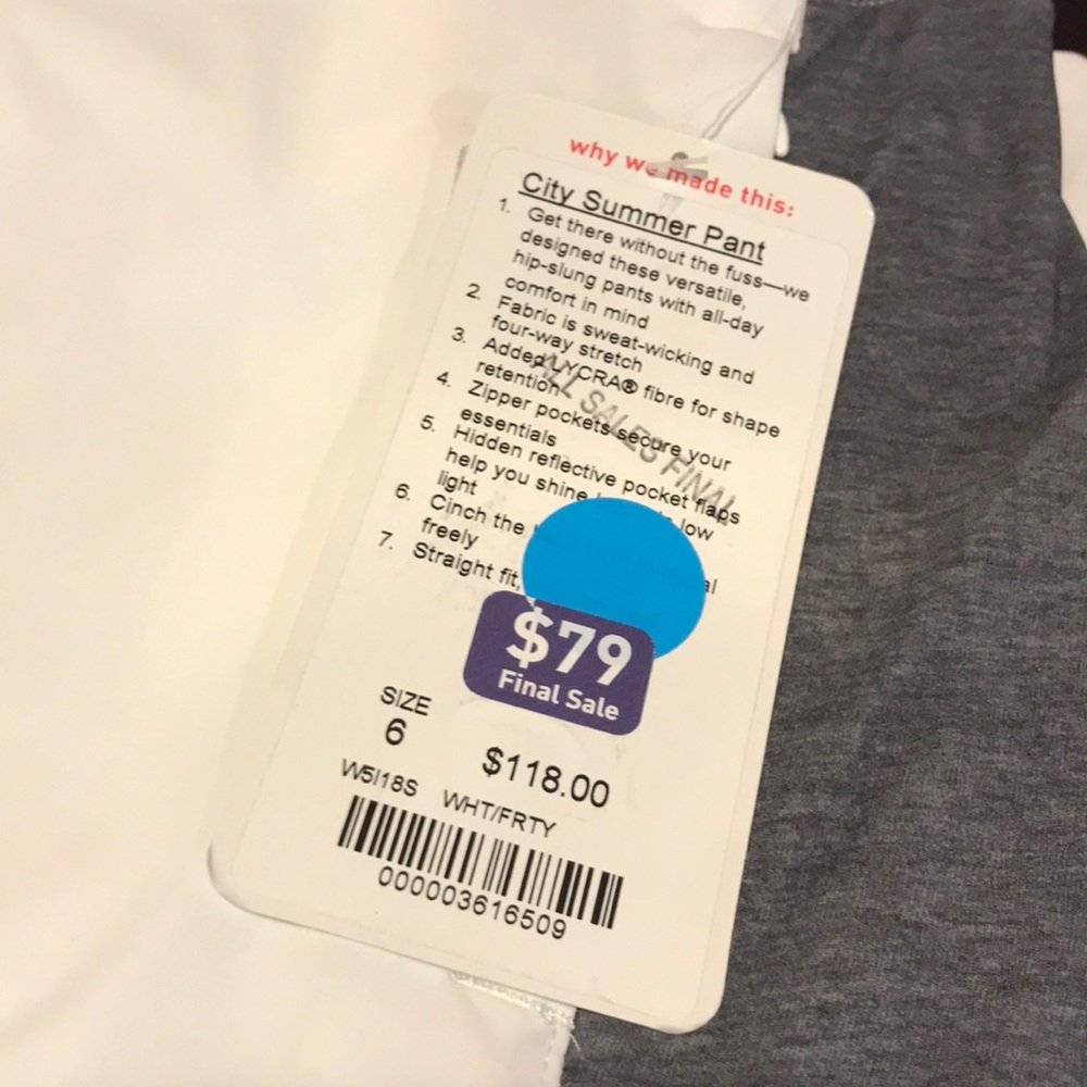 lululemon 🍋 NEW City Summer Pant, white 6